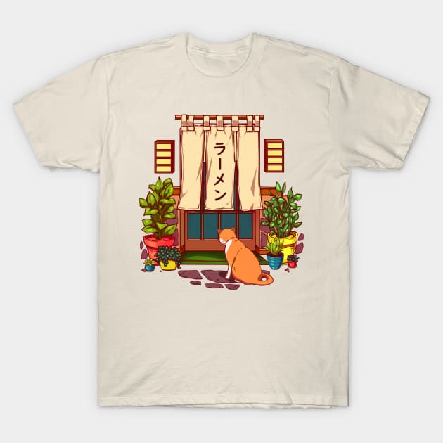 The red cat and the Japanese ramen shop T-Shirt by AnGo